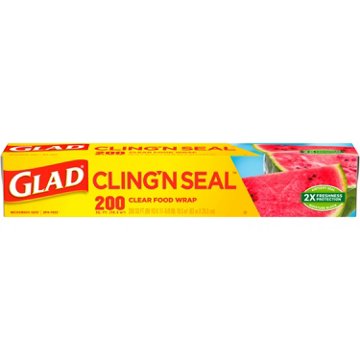Glad Cling 'N Seal Clear Plastic Wrap, 200 sq ft