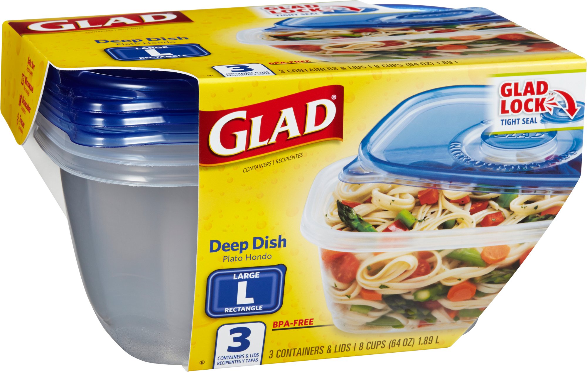 Glad Large Rectangle Deep Dish Containers and Lids - Shop