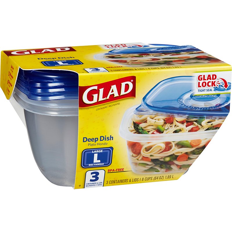 Glad Large Rectangle Deep Dish Containers and Lids - Shop