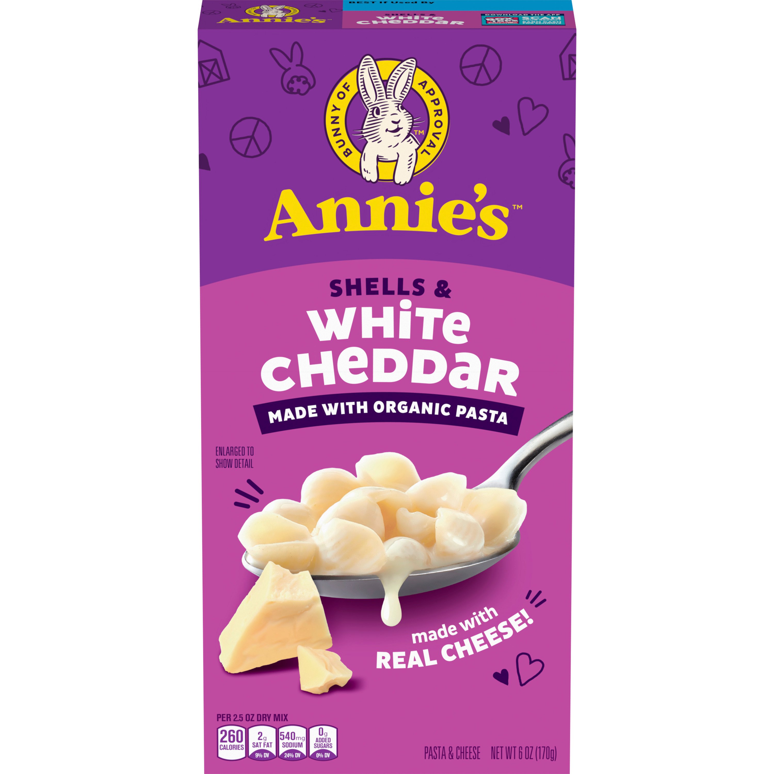 Annie's Shells & White Cheddar Macaroni & Cheese, 6 oz | Low