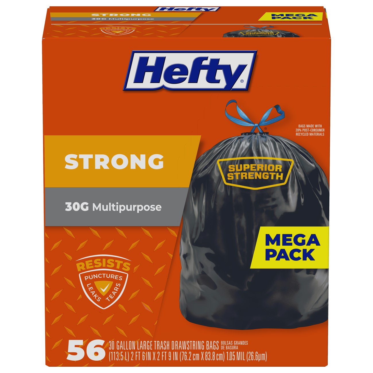 Hefty Strong Large Multipurpose 30 Gallon Drawstring Trash Bags Shop