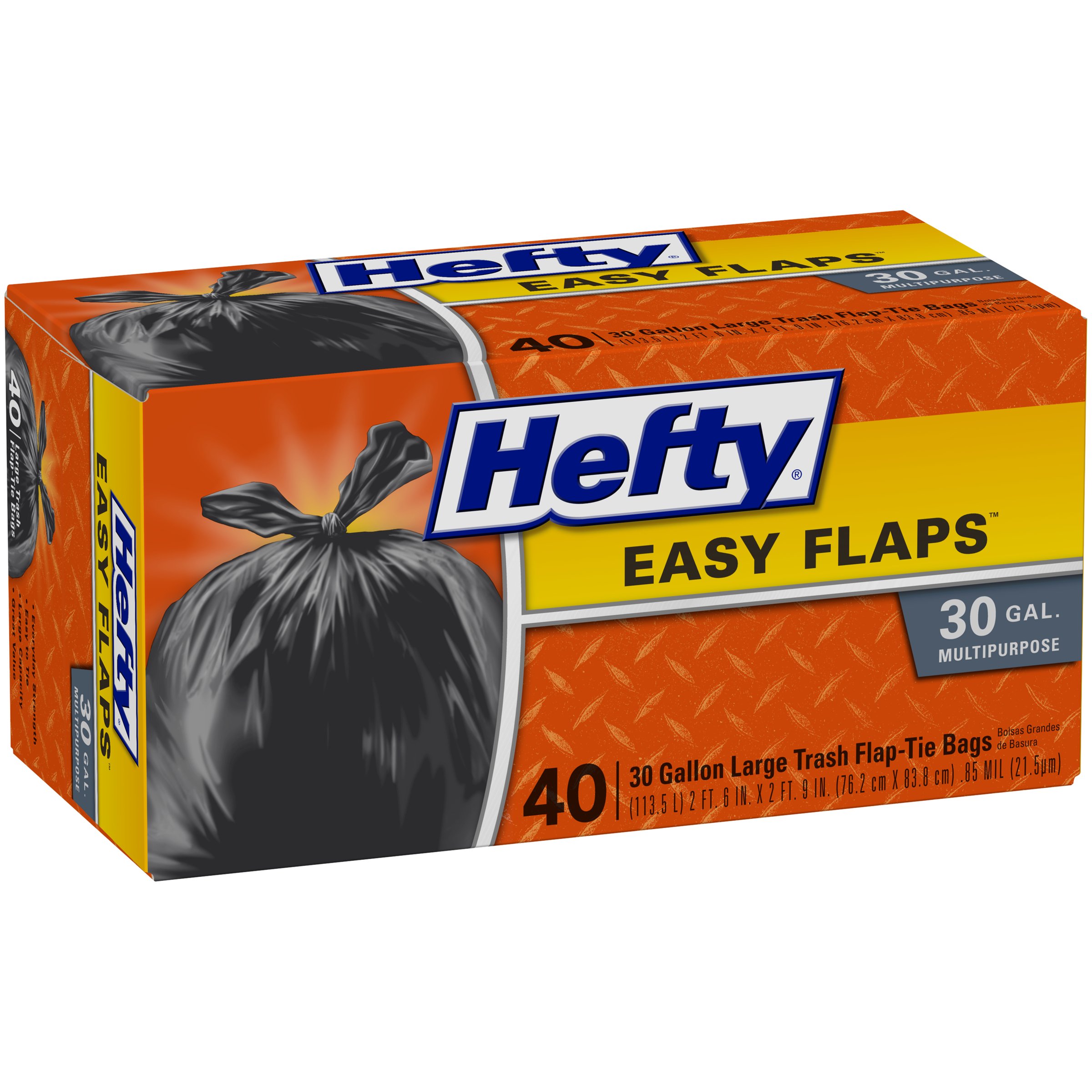 Hefty Easy Flaps Large Multipurpose 30 Gallon Flap Tie Trash Bags
