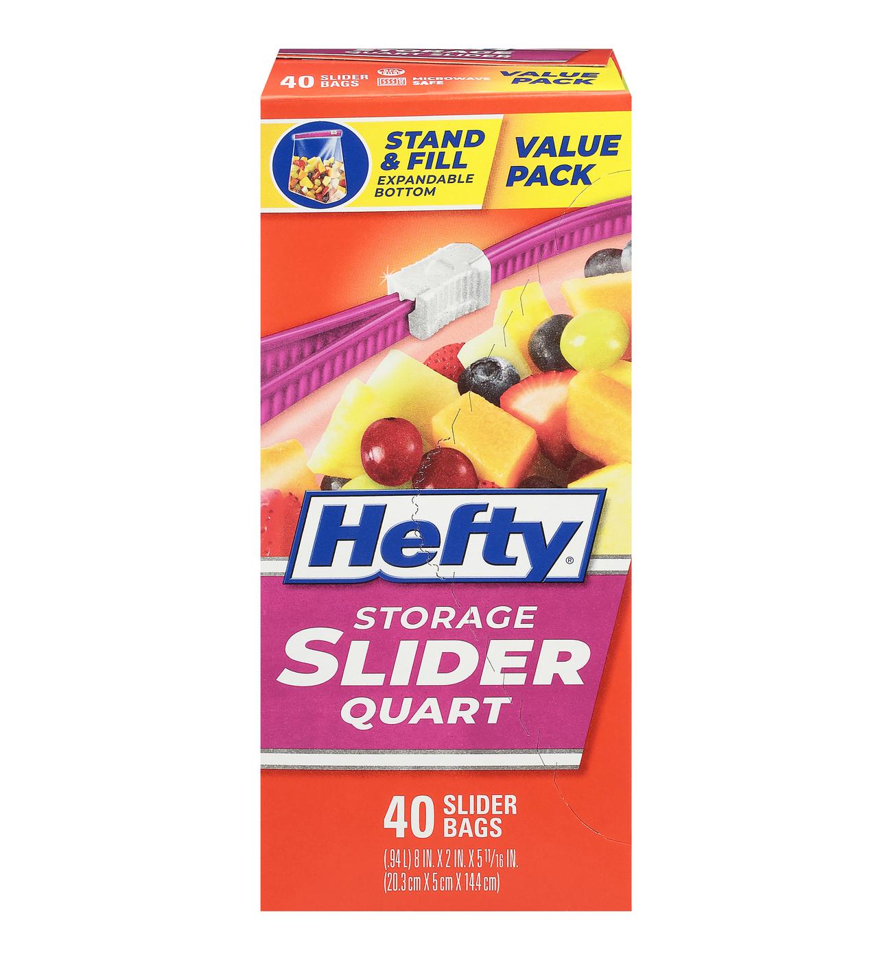 Hefty Slider Bags, Storage, Quart, Value Pack - 40 bags