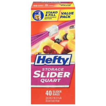 Hefty Slider Quart Storage Bags, 40 ct