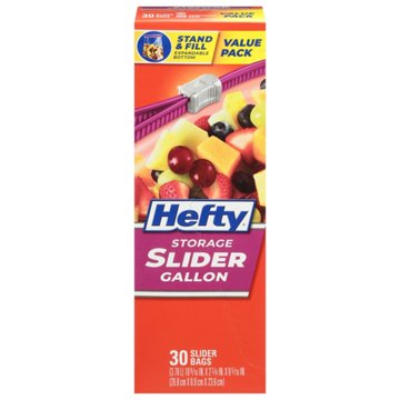 Hefty Slider Gallon Storage Bags, 30 ct