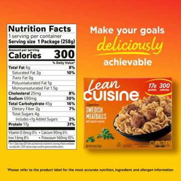 Lean Cuisine 17g Protein Swedish Meatballs Frozen Meal