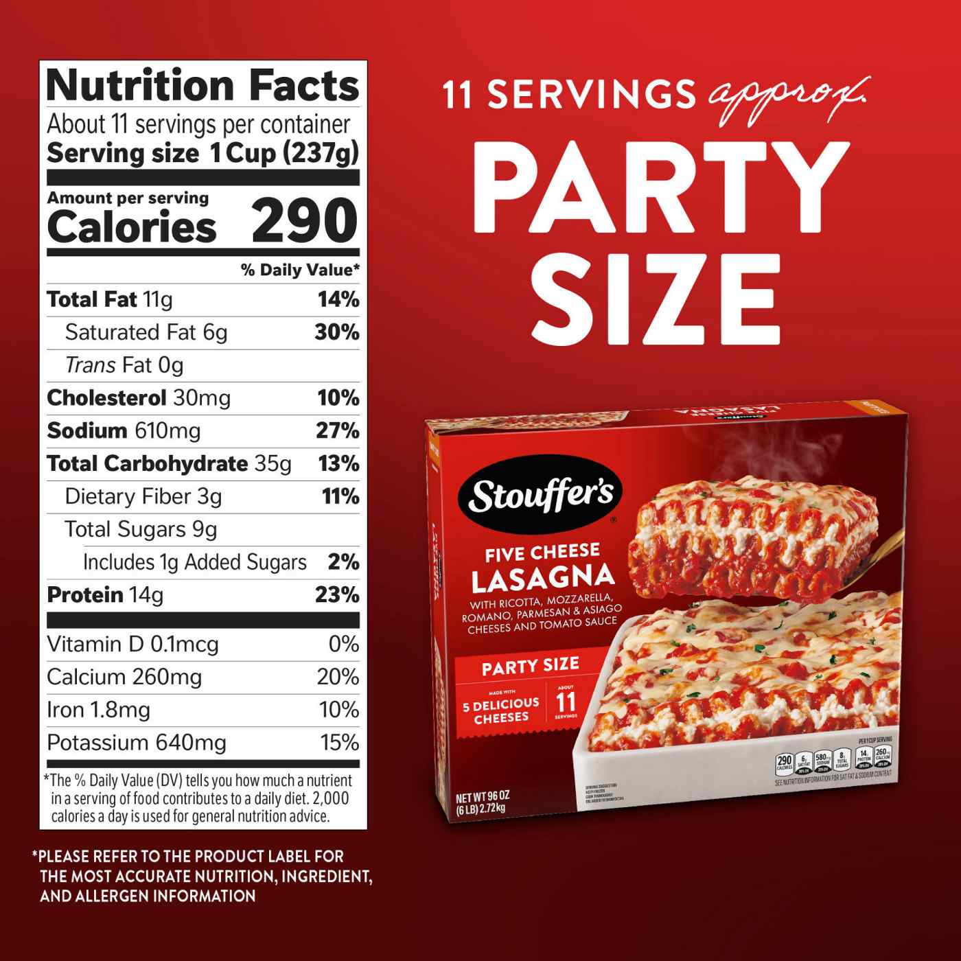 Stouffer's Five Cheese Lasagna - Party Size; image 3 of 8