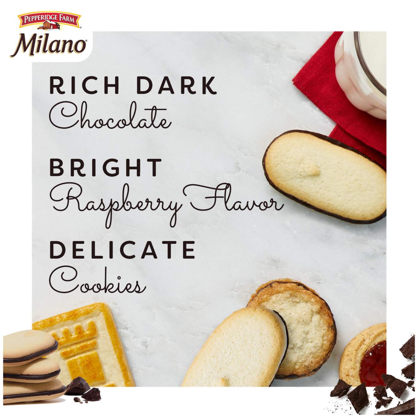 Pepperidge Farm Milano Raspberry Flavored Chocolate Cookies; image 6 of 9