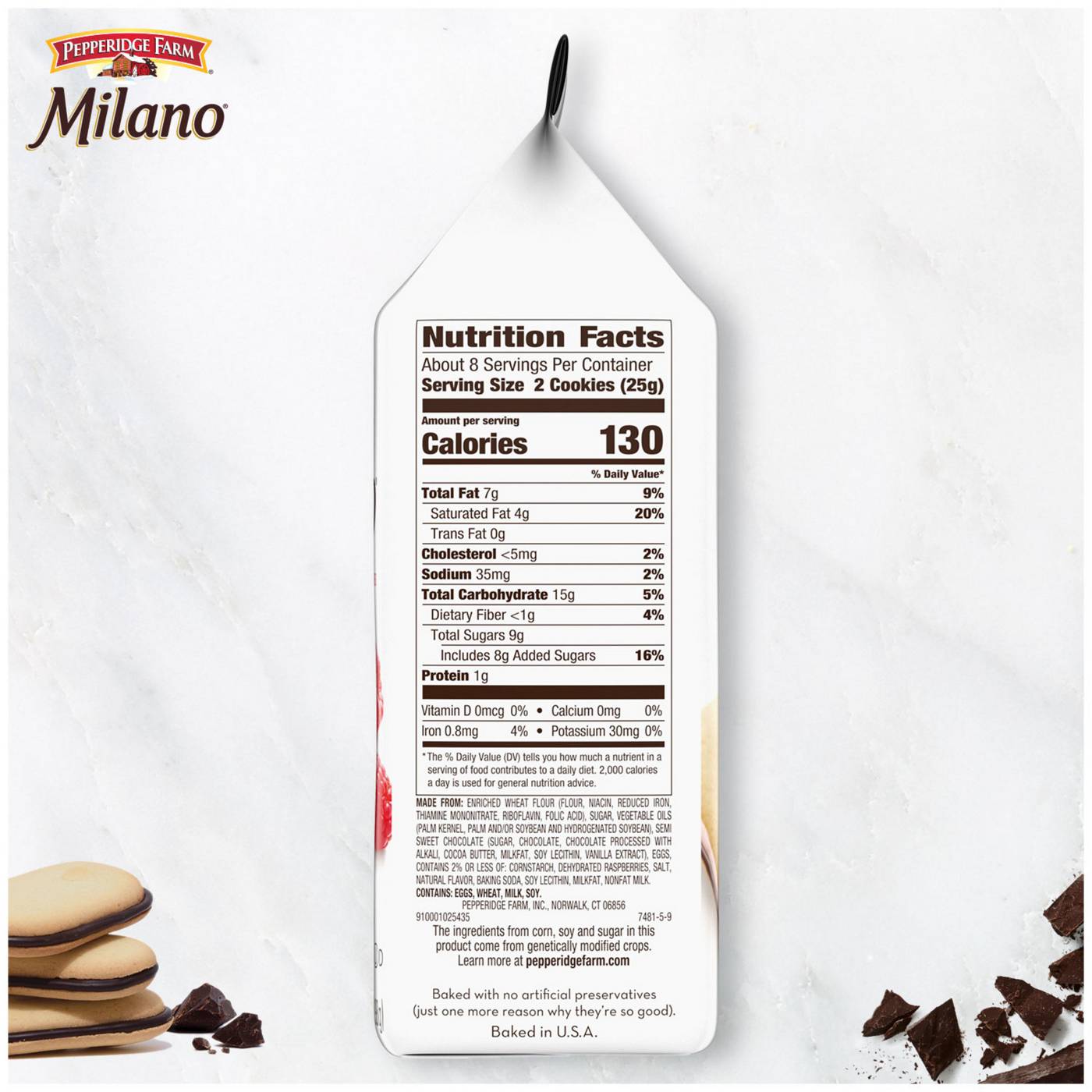 Pepperidge Farm Milano Raspberry Flavored Chocolate Cookies; image 8 of 9