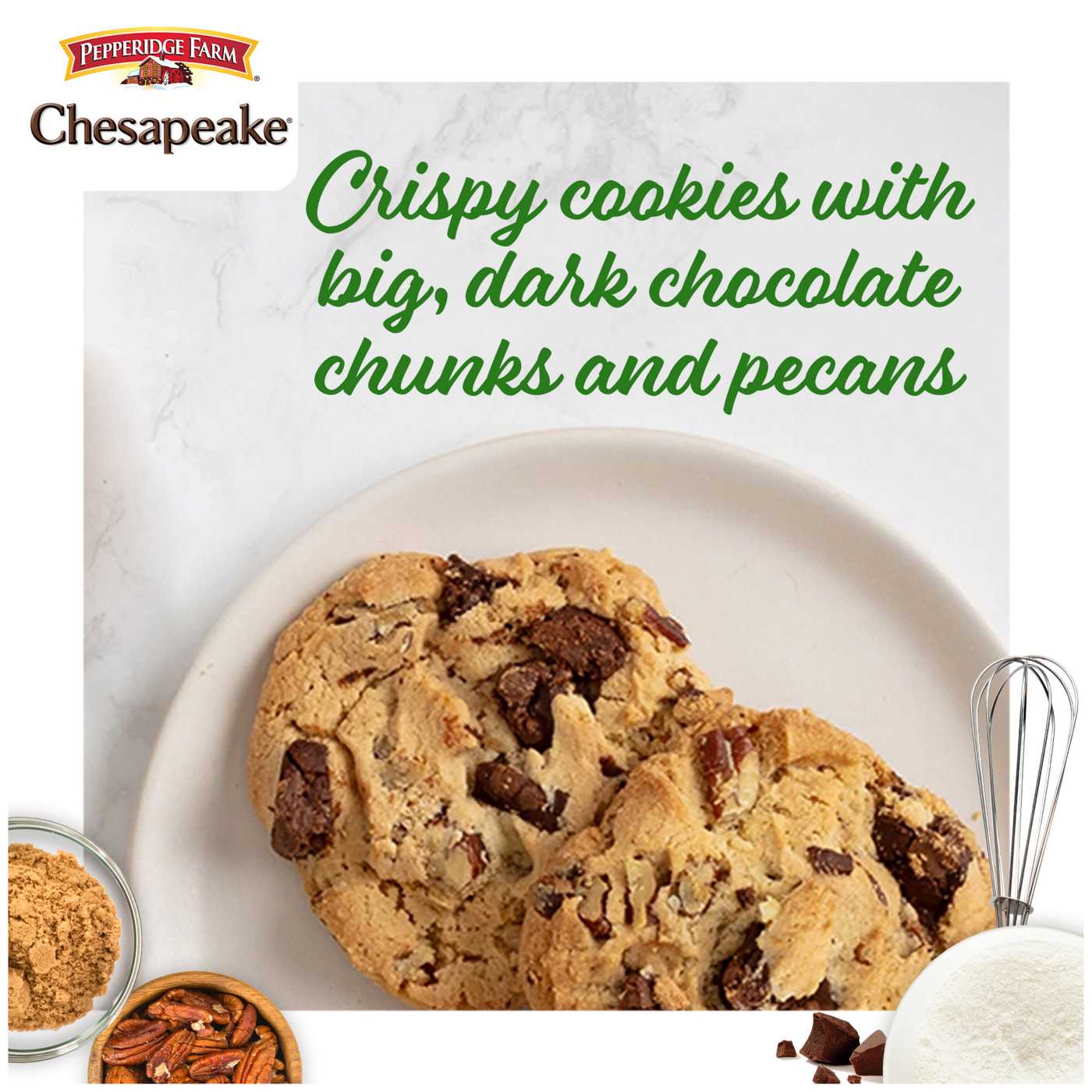 Pepperidge Farm Chesapeake Crispy Dark Chocolate Pecan Cookies; image 8 of 9