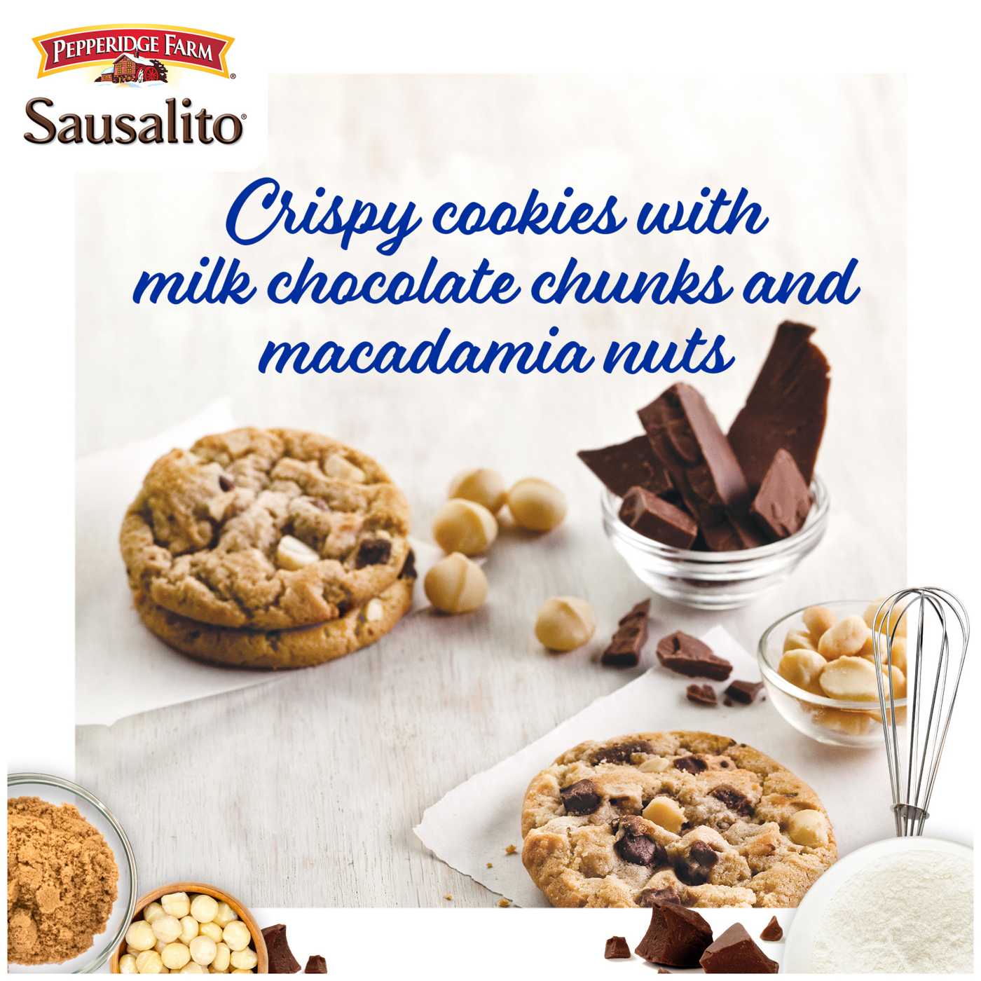 Pepperidge Farm Sausalito Crispy Milk Chocolate Macadamia Nut Cookies; image 9 of 9