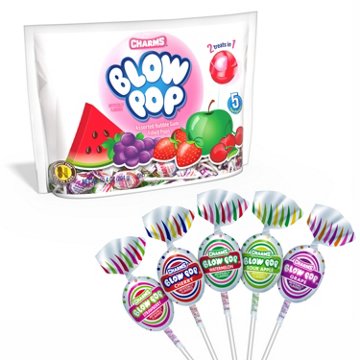 Charms Blow Pop Assorted Bubble Gum Lollipops