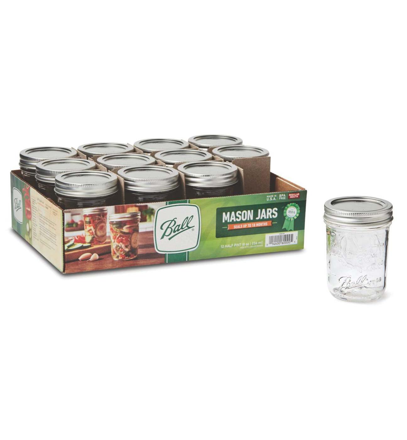 Ball Half Pint Mason Jars & Lids-Regular Mouth; image 1 of 3