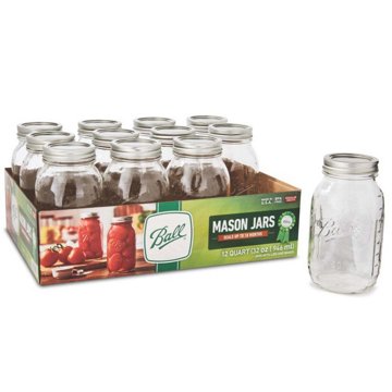 Ball Quart Mason Jars & Lids-Regular Mouth, 12 ct