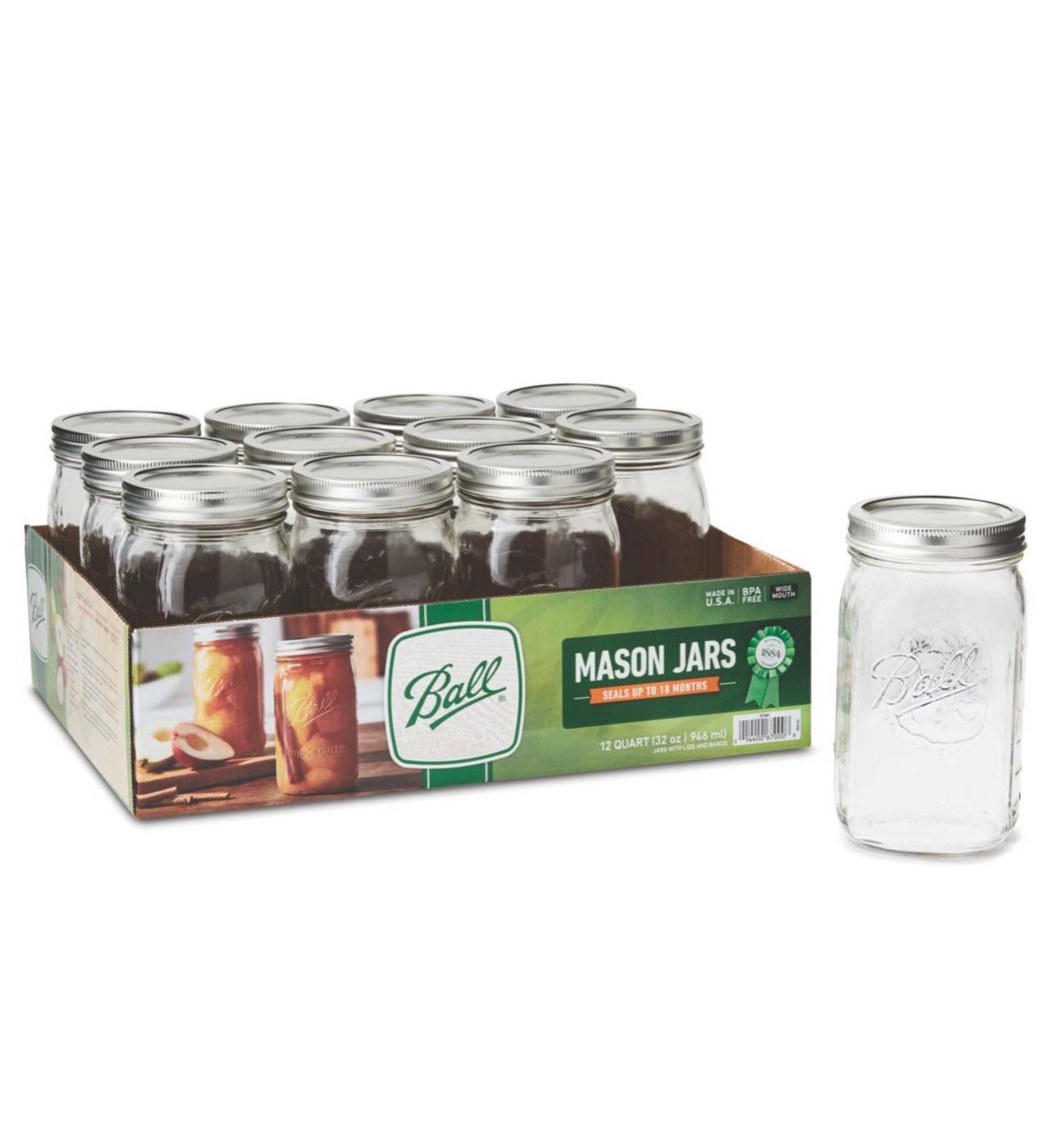 Ball Quart Mason Jars & Lids-Wide Mouth; image 1 of 3