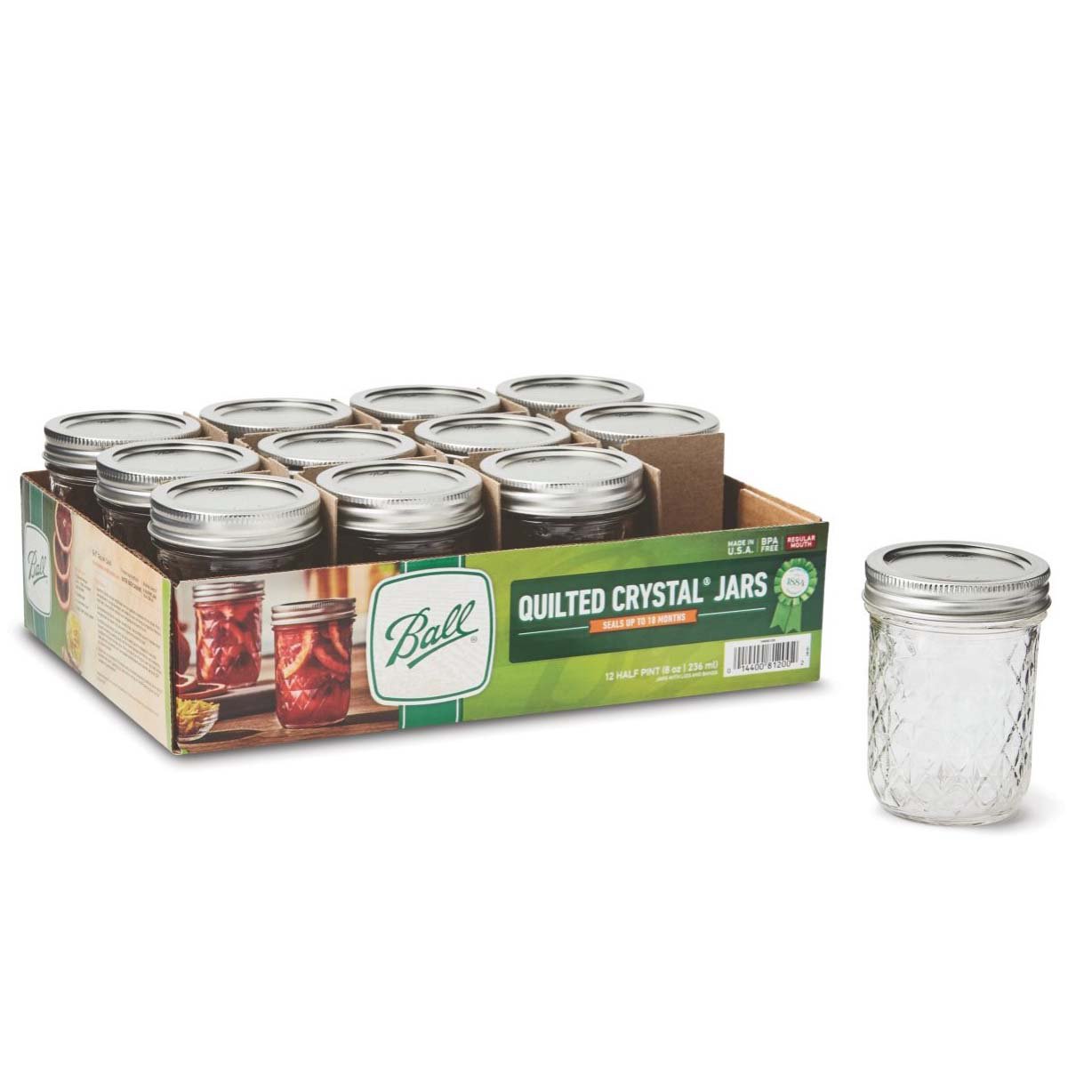 Ball 8 oz Regular Mouth Quilted Crystal Freezer Safe Jelly Jars Shop