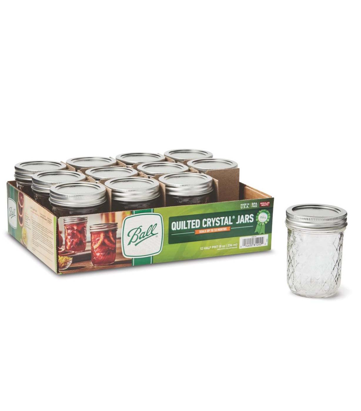 Ball Half Pint Quilted Crystal Jelly Jars & LidsRegular Mouth Shop