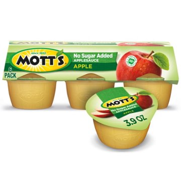 Mott's No Sugar Added Applesauce 6 pk Cups, 3.9 oz
