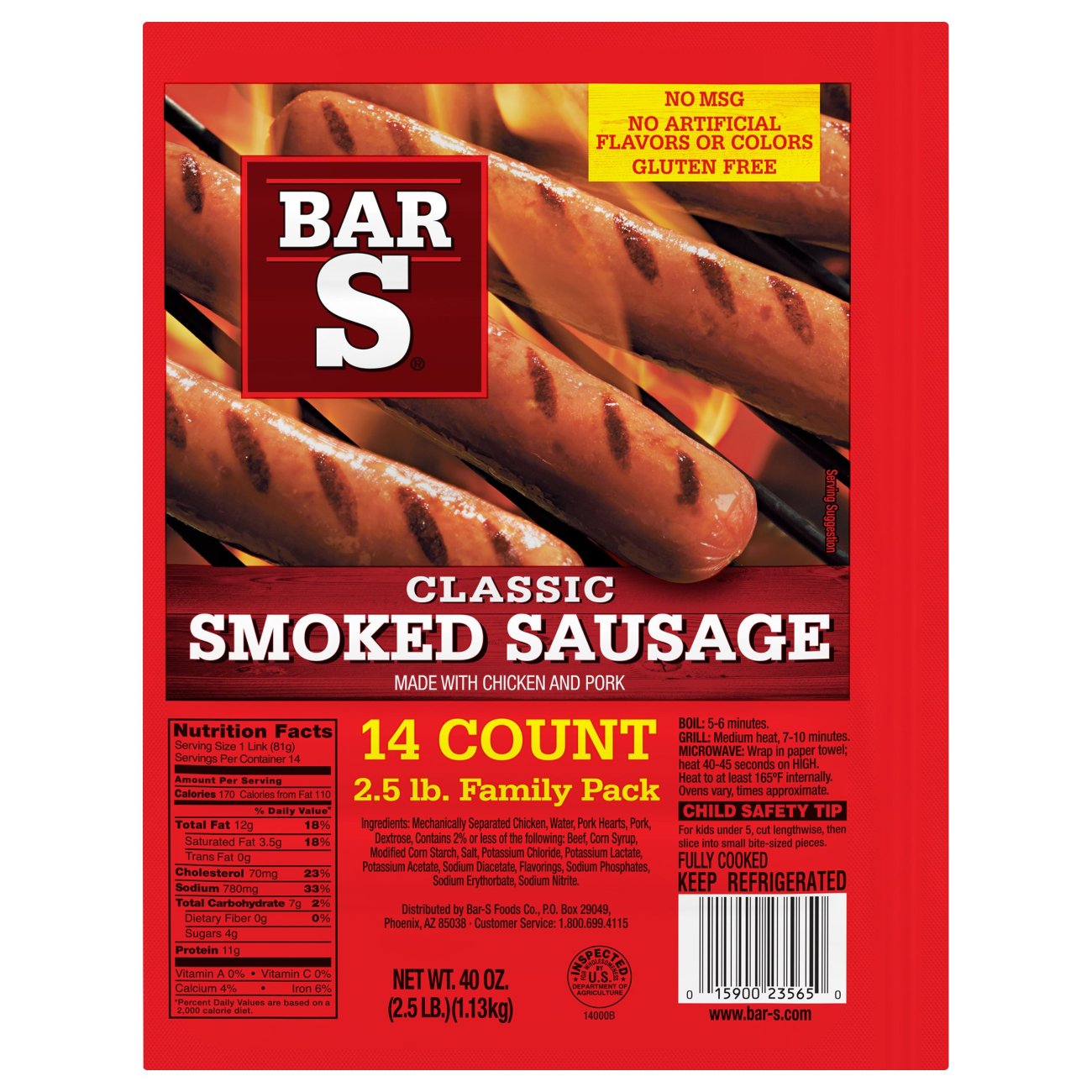 Bar S Classic Smoked Sausage Family Pack Shop Sausage at HEB