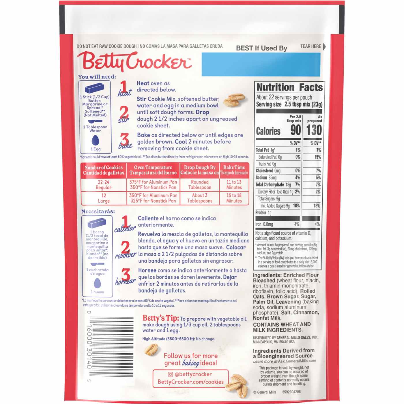Betty Crocker Oatmeal Cookie Mix; image 2 of 3