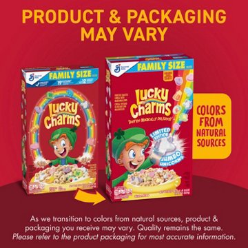 General Mills Lucky Charms Cereal - Family Size, 18.6 oz