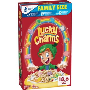 General Mills Lucky Charms Cereal - Family Size, 18.6 oz