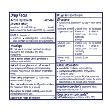 Alka-Seltzer Lemon Lime Tablets