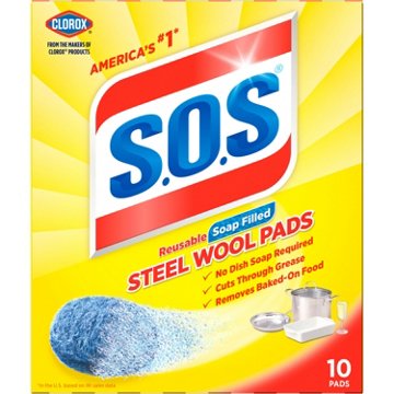 S.O.S. Soap Filled Steel Wool Pads, 10 pk