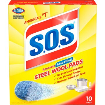 S.O.S. Soap Filled Steel Wool Pads, 10 pk