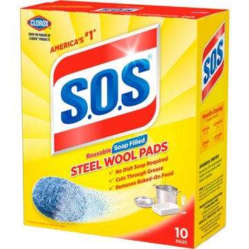 S.O.S. Soap Filled Steel Wool Pads, 10 pk