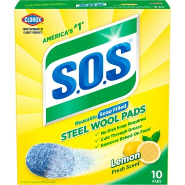S.O.S Steel Wool Soap Pads - Lemon Fresh, 10 ct