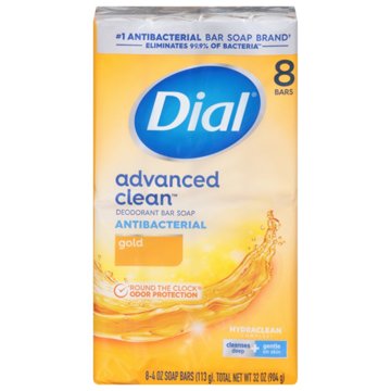 Dial Antibacterial Advanced Clean Bar Soap - Gold, 8 ct