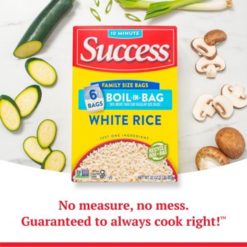 Success Boil-in-Bag White Rice Family Size Bags, 6 ct