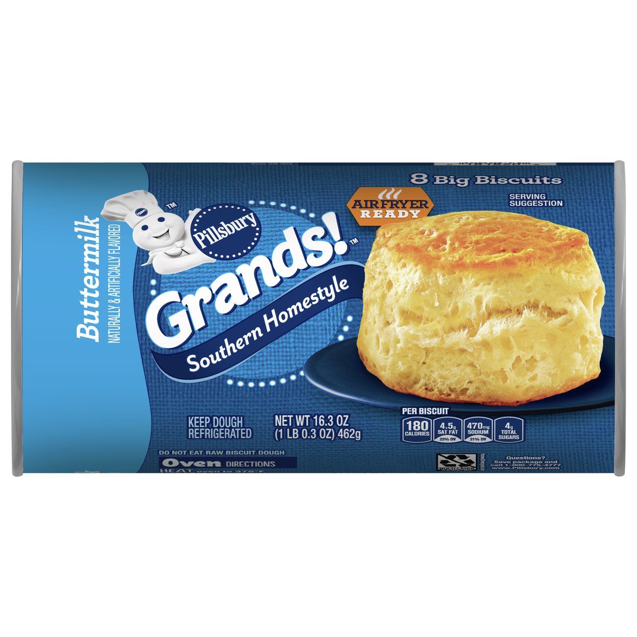 Pillsbury Grands Southern Homestyle Buttermilk Biscuits Shop Biscuit Cookie Dough At H E B