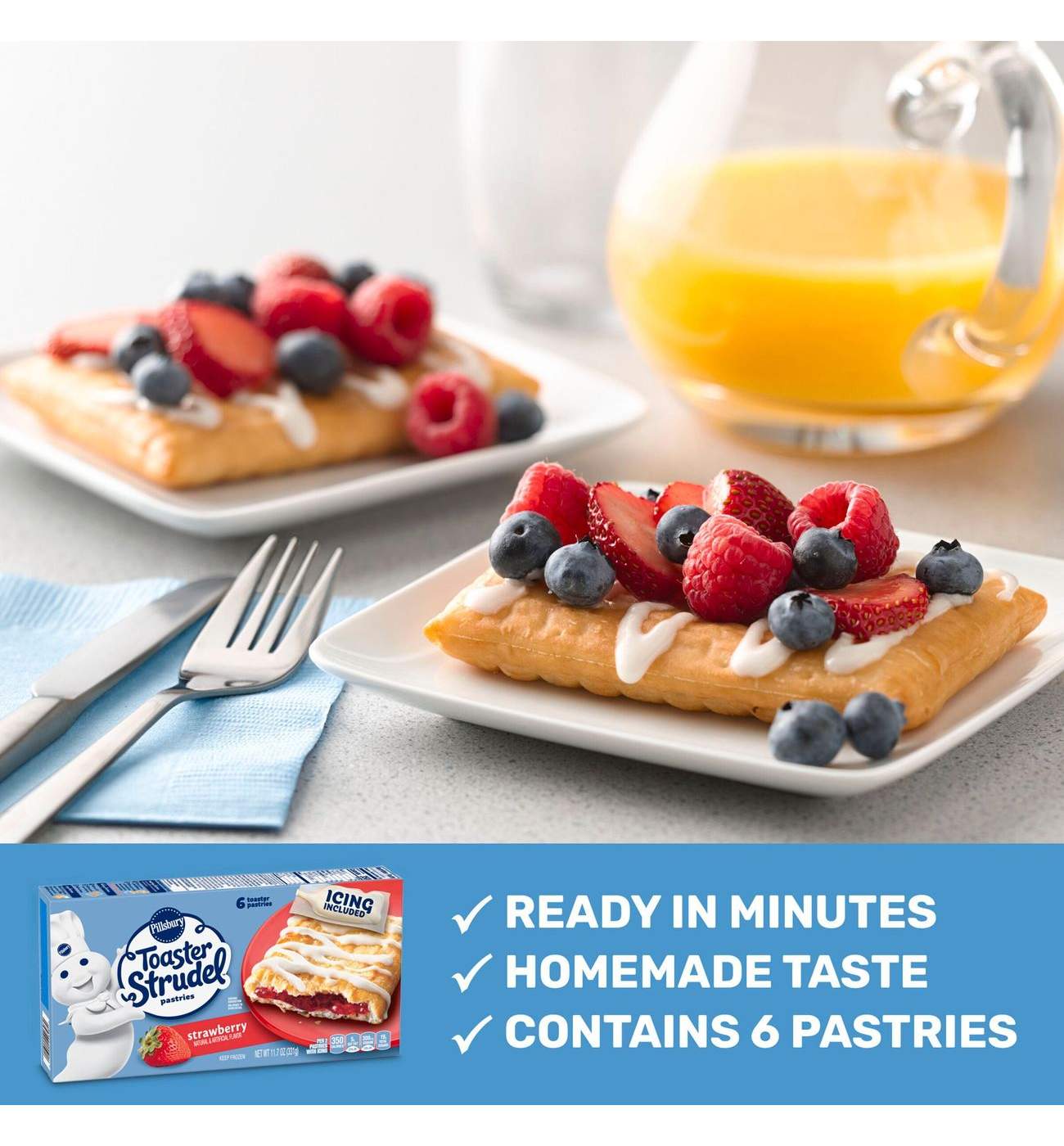 Pillsbury Toaster Strudel Frozen Pastries - Strawberry; image 3 of 6