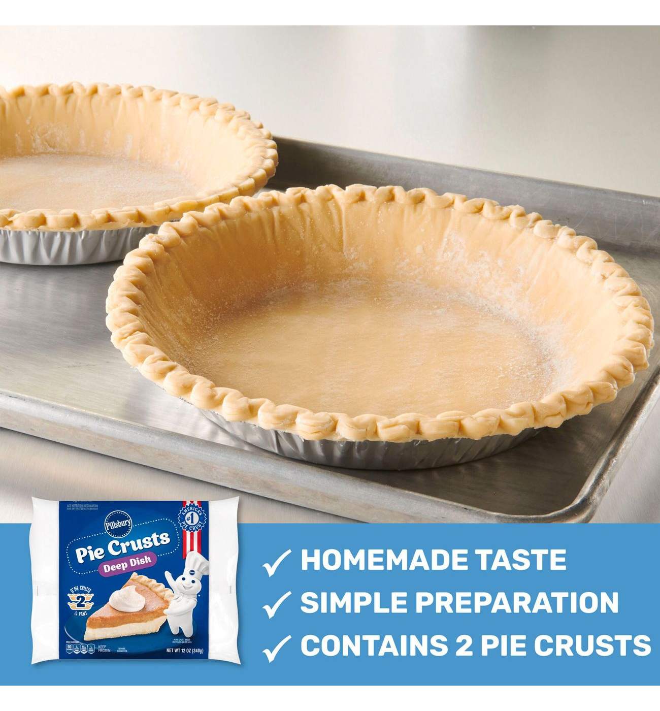 Pillsbury Frozen 9" Pie Crusts & Pans - Deep Dish; image 2 of 6