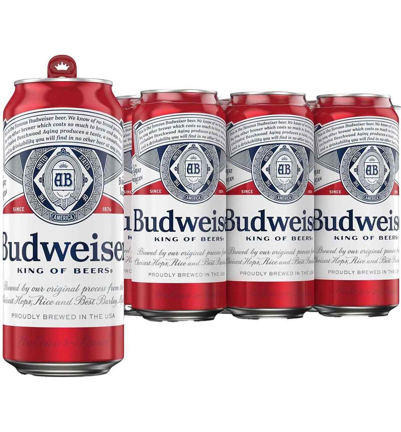 Budweiser Lager Beer Cans, 6 pack; image 1 of 7