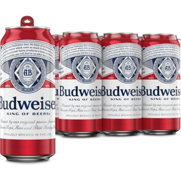 Budweiser American Lager Beer Cans, 6 pk, 16 oz