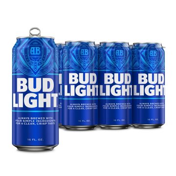Bud Light American Lager Beer Cans, 6 pack, 16 oz