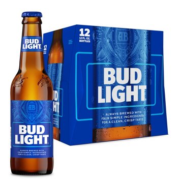 Bud Light American Lager Beer Bottles, 12 pack, 12 oz