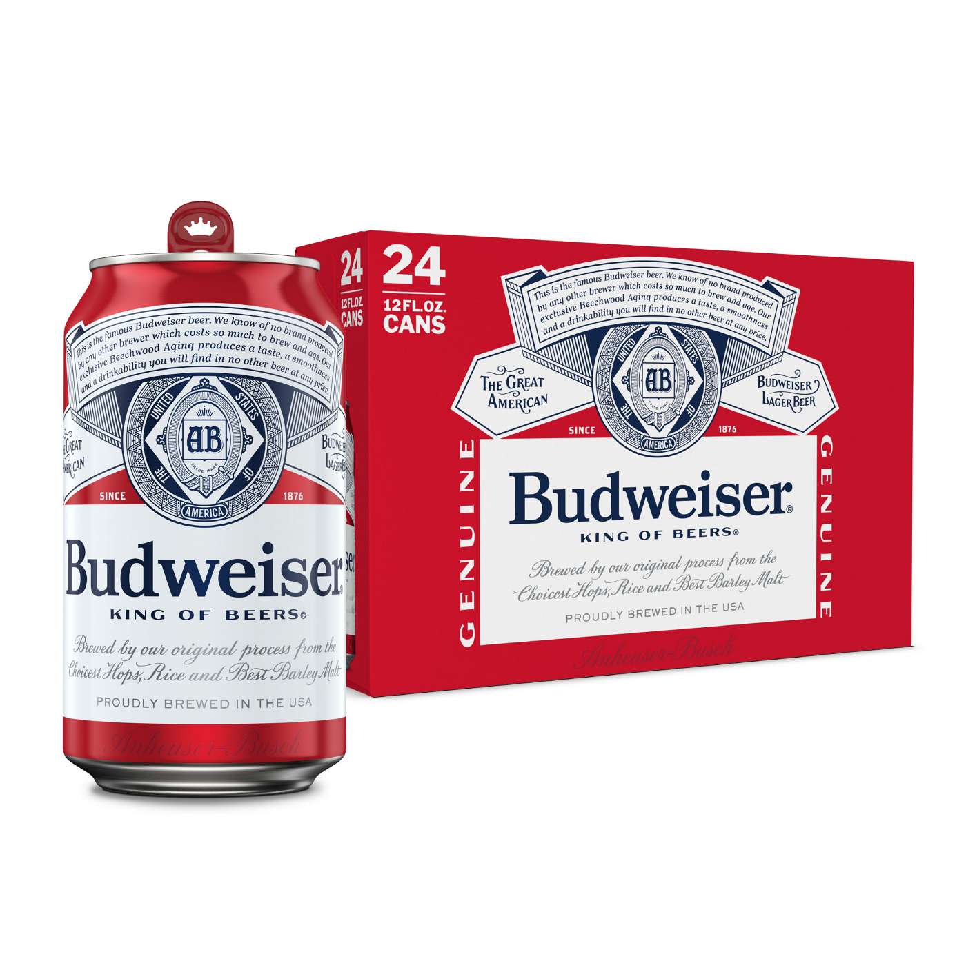 Budweiser Lager Beer Cans, 24 pack; image 1 of 7