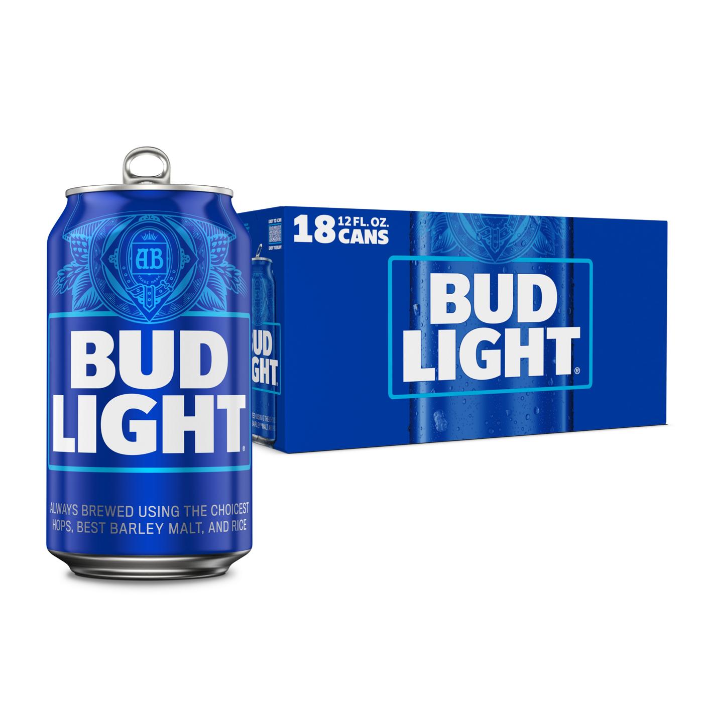Bud Light American Lager Beer Cans, 18 pack; image 1 of 3