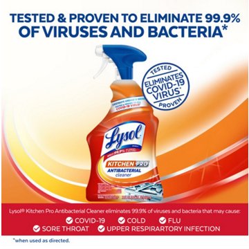 Lysol Kitchen Pro All Purpose Cleaner Spray, Multi Purpose Disinfecting Spray, Lemon, 22 oz