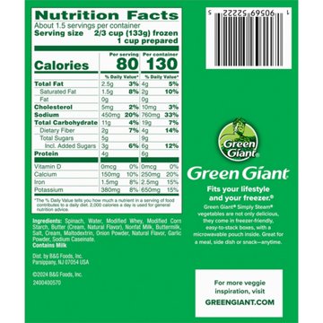 Green Giant Simply Steam Creamed Spinach, 8 oz
