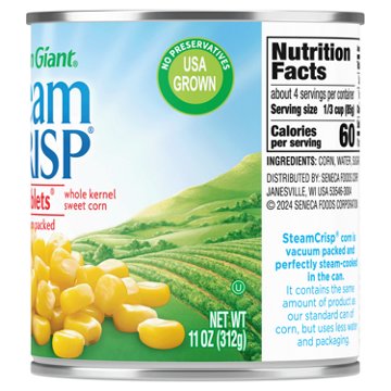 Green Giant Steam Crisp Whole Kernel Sweet Corn Niblets, 11 oz