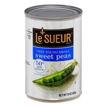 Le Sueur 50% Less Sodium Very Young Small Sweet Peas, 15 oz