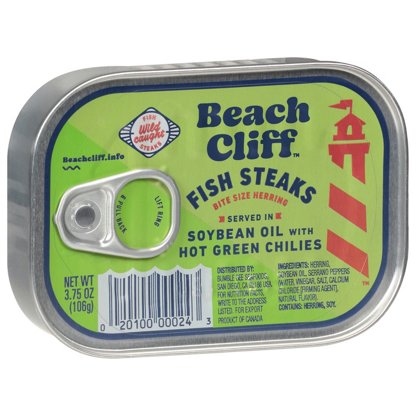 Beach Cliff Sardines in Soybean Oil with Hot Green Chilies, 3.75