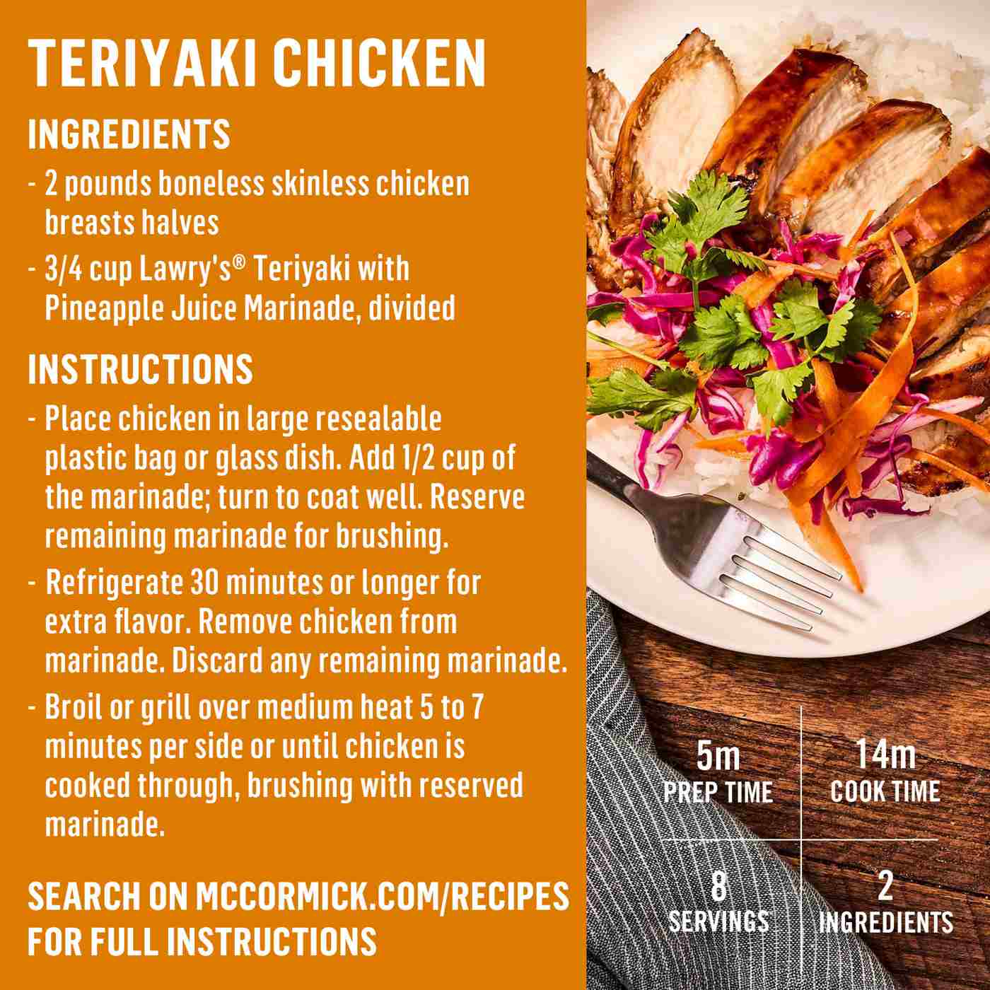 Lawry's Teriyaki with Pineapple Juice Marinade; image 3 of 8