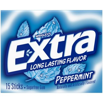 Extra Peppermint Sugar Free Chewing Gum, 15 pc