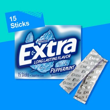 Extra Peppermint Sugar Free Chewing Gum, 15 pc
